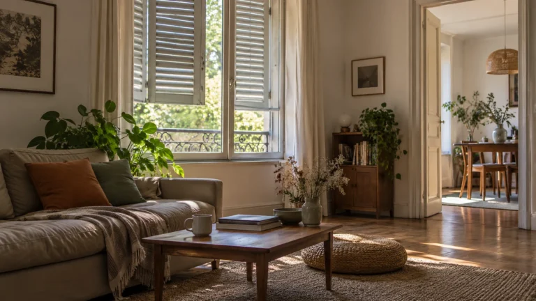 Volets entrouverts et fenêtre ombragée : face à la chaleur dans le logement, repérez ce qui peut changer sans travaux.